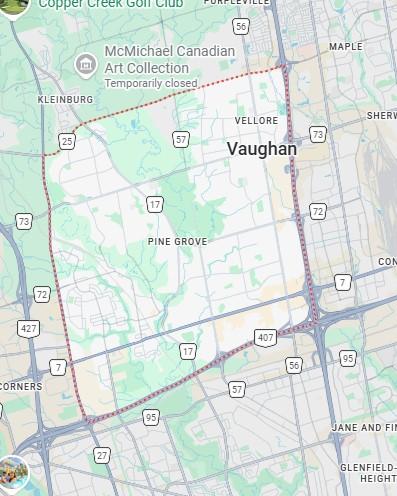 Service area map for table refinishing in Woodbridge